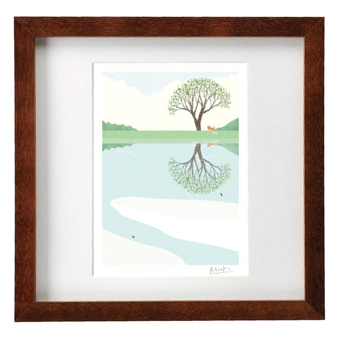 額装絵画【2Lサイズ】新緑の頃　※他サイズ、フレーム色変更可（白、ナチュラル、黒）1枚目の画像