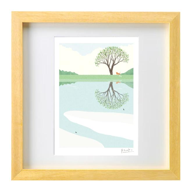 額装絵画【2Lサイズ】新緑の頃　※他サイズ、フレーム色変更可（白、ナチュラル、黒） | 4枚目