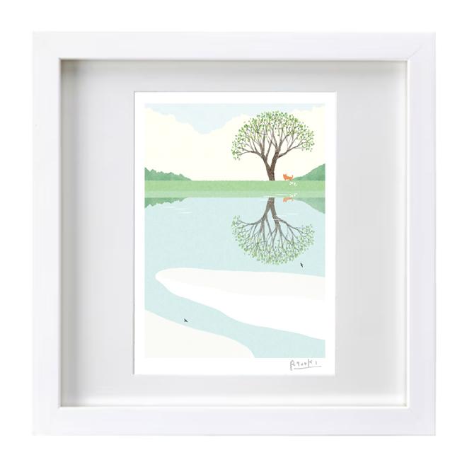 額装絵画【2Lサイズ】新緑の頃　※他サイズ、フレーム色変更可（白、ナチュラル、黒） | 5枚目