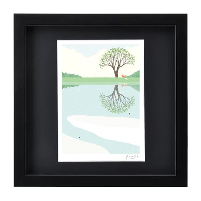 額装絵画【2Lサイズ】新緑の頃　※他サイズ、フレーム色変更可（白、ナチュラル、黒） | 6枚目