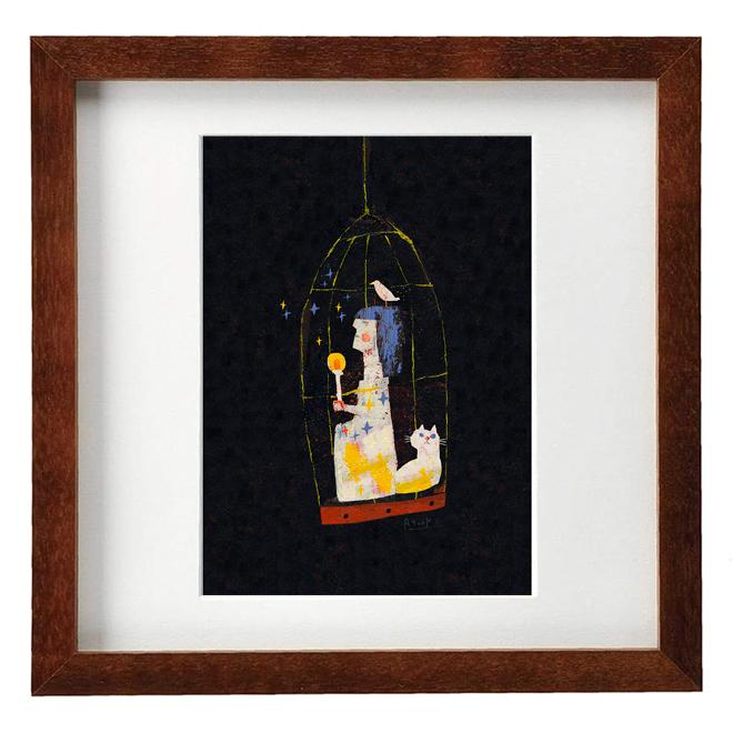 額装絵画【2Lサイズ】あかりを灯して　※フレーム色変更可（白、ナチュラル、黒）