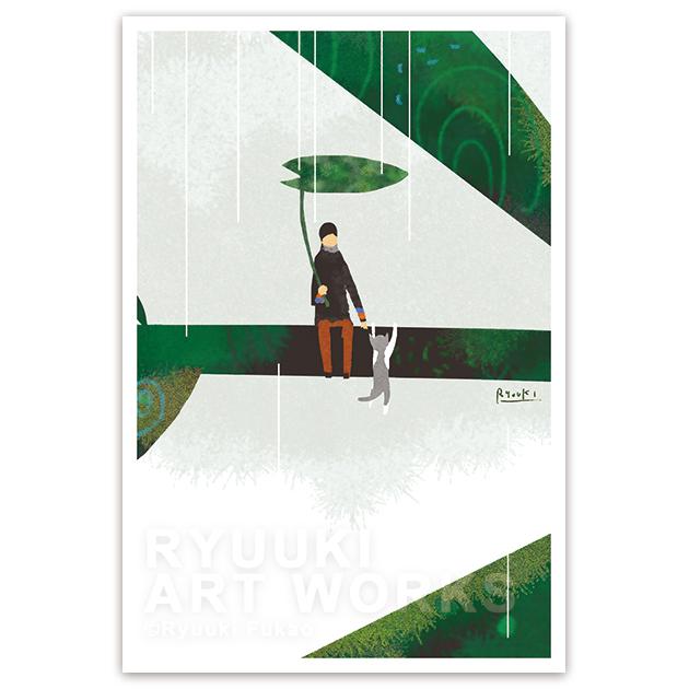 ポストカード【o_001：あたたかい雨】５枚セット　※端数および、他の絵柄との組み合わせでのセット購入可能1枚目の画像