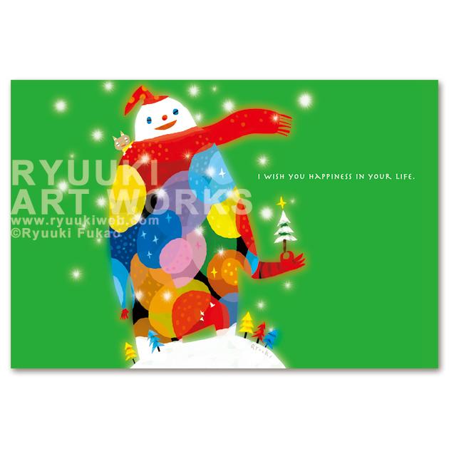 ※mm様専用　ポストカード【002：森のスノーマン】20枚セット